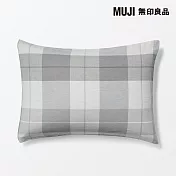 【MUJI 無印良品】棉法蘭絨枕套/43/ 灰格紋