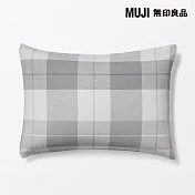【MUJI 無印良品】棉法蘭絨枕套/50/ 灰格紋