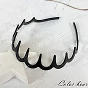 【卡樂熊】基本亮面高顱頂齒梳造型髮箍- 亮面黑色