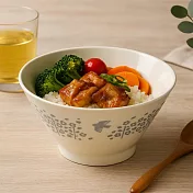 【日本Minoru】Lintu飛鳥花草 陶瓷餐碗850ml ‧ 白