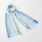 【日本ORIM今治毛巾】輕柔透氣紗 流蘇條紋 今治薄圍巾 ‧ 朝藍