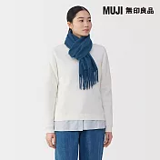【MUJI 無印良品】蓬鬆羊毛圍巾 煙燻藍