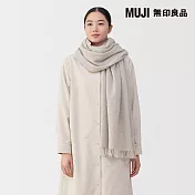 【MUJI 無印良品】蓬鬆羊毛大披肩(輕薄) 淺米