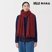 【MUJI 無印良品】蓬鬆羊毛大披肩(輕薄) 紅色