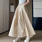 【AnZa】山本褲大寬擺褲裙闊腿褲長褲褲裙(2色)     FREE 米色