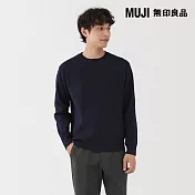 【MUJI 無印良品】男可水洗米蘭諾螺紋圓領針織衫 M 暗藍