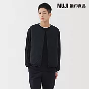 【MUJI 無印良品】男輕量羽絨可攜式無領背心 M 暗藍