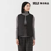 【MUJI 無印良品】女輕量羽絨可攜式無領背心 S 黑色