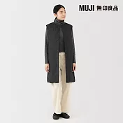 【MUJI 無印良品】女輕量羽絨可攜式無領長版背心 S 黑色