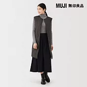 【MUJI 無印良品】女輕量羽絨可攜式無領長版背心 S 深棕
