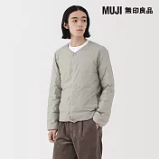 【MUJI 無印良品】男輕量羽絨可攜式無領外套 L 灰銀