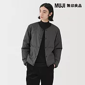 【MUJI 無印良品】男輕量羽絨可攜式無領外套 S 深灰