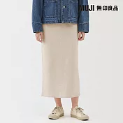 【MUJI 無印良品】女可水洗米蘭諾羅紋裙 M 柔白