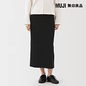 【MUJI 無印良品】女可水洗米蘭諾羅紋裙 M 黑色