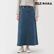 【MUJI 無印良品】女彈性丹寧A字裙 S 藍色
