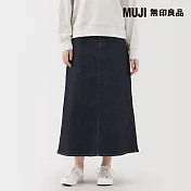 【MUJI 無印良品】女彈性丹寧A字裙 S 暗藍