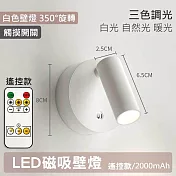 【美好家 Mehome】LED磁吸壁燈 吸頂投射燈(USB充電) 遙控款/白三色燈