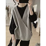 【MsMore】 不規則針織衫背心百搭上衣# 125976 FREE 灰色