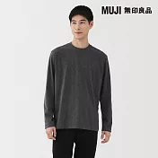 【MUJI 無印良品】男起毛圓領長袖T恤 S 墨灰