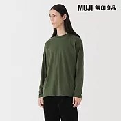 【MUJI 無印良品】男起毛圓領長袖T恤 S 深綠