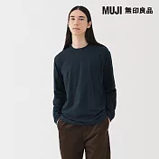 【MUJI 無印良品】男起毛圓領長袖T恤 S 深藍