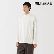 【MUJI 無印良品】男起毛半高領長袖T恤 S 白色