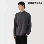 【MUJI 無印良品】男起毛半高領長袖T恤 L 墨灰
