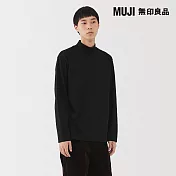 【MUJI 無印良品】男起毛半高領長袖T恤 S 黑色