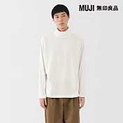【MUJI 無印良品】男起毛高領長袖T恤 S 白色
