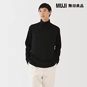 【MUJI 無印良品】男起毛高領長袖T恤 S 黑色