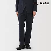 【MUJI 無印良品】男起毛彈性無打褶褲 S 暗藍