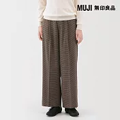 【MUJI 無印良品】女起毛直筒褲 S 棕紋樣