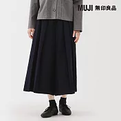 【MUJI 無印良品】女起毛日式和服寬襬褲 S 暗藍
