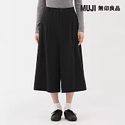 【MUJI 無印良品】女縱橫彈性起毛八分褲 S 深藍直紋