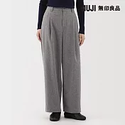 【MUJI 無印良品】女縱橫彈性起毛打褶寬版褲 S 灰色