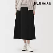 【MUJI 無印良品】女縱橫彈性起毛寬襬裙 S 黑色