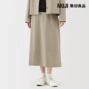 【MUJI 無印良品】女縱橫彈性起毛寬襬裙 S 米色
