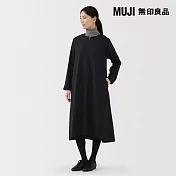 【MUJI 無印良品】女起毛長袖洋裝 S 暗藍
