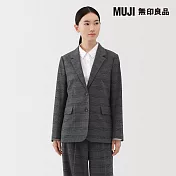 【MUJI 無印良品】女起毛西裝外套 S 墨灰紋樣