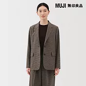 【MUJI 無印良品】女起毛西裝外套 S 棕紋樣