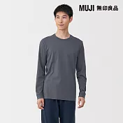 【MUJI 無印良品】男棉保暖厚織圓領長袖T恤 S 深灰