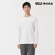 【MUJI 無印良品】男棉保暖厚織圓領長袖T恤 S 白色