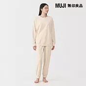 【MUJI 無印良品】女棉絲絨長袖家居睡衣 L 象牙白