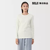 【MUJI 無印良品】女棉保暖厚織圓領長袖T恤 S 柔白