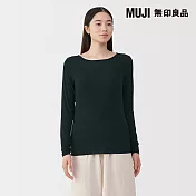 【MUJI 無印良品】女透明感圓領長袖 T 恤 L 黑色