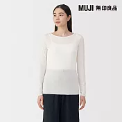 【MUJI 無印良品】女透明感圓領長袖 T 恤 S 柔白
