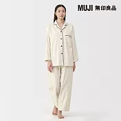 【MUJI 無印良品】女無側縫法蘭絨長袖家居睡衣 L 象牙白
