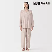 【MUJI 無印良品】女無側縫法蘭絨長袖家居睡衣 L 淺粉