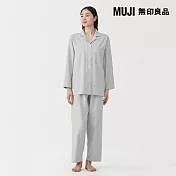 【MUJI 無印良品】女無側縫法蘭絨長袖家居睡衣 S 灰色