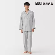 【MUJI 無印良品】男無側縫法蘭絨長袖家居睡衣 S 灰色